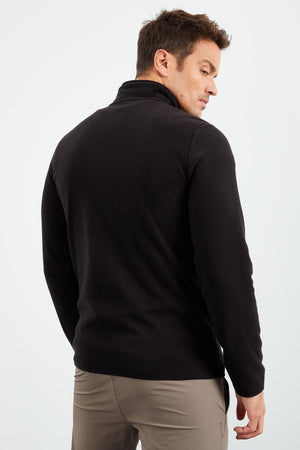 yazi nakişli dik yaka fermuarli standart kalip erkek sweatshirt polar - 87992 - Justyol