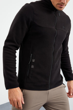 yazi nakişli dik yaka fermuarli standart kalip erkek sweatshirt polar - 87992 - Justyol