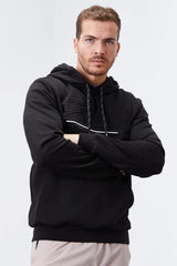 yazi nakişli standart kalip kapüşonlu erkek sweatshirt - 87887 - Justyol