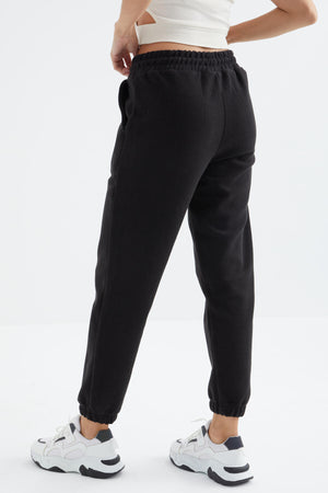yüksek bel basic bağcikli jogger polar kadin eşofman alt - 94622 - Justyol