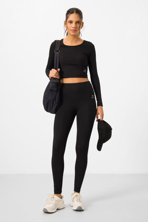 yüksek bel uzun kollu slim fit crop top kadin tayt takim - 95286 - Justyol