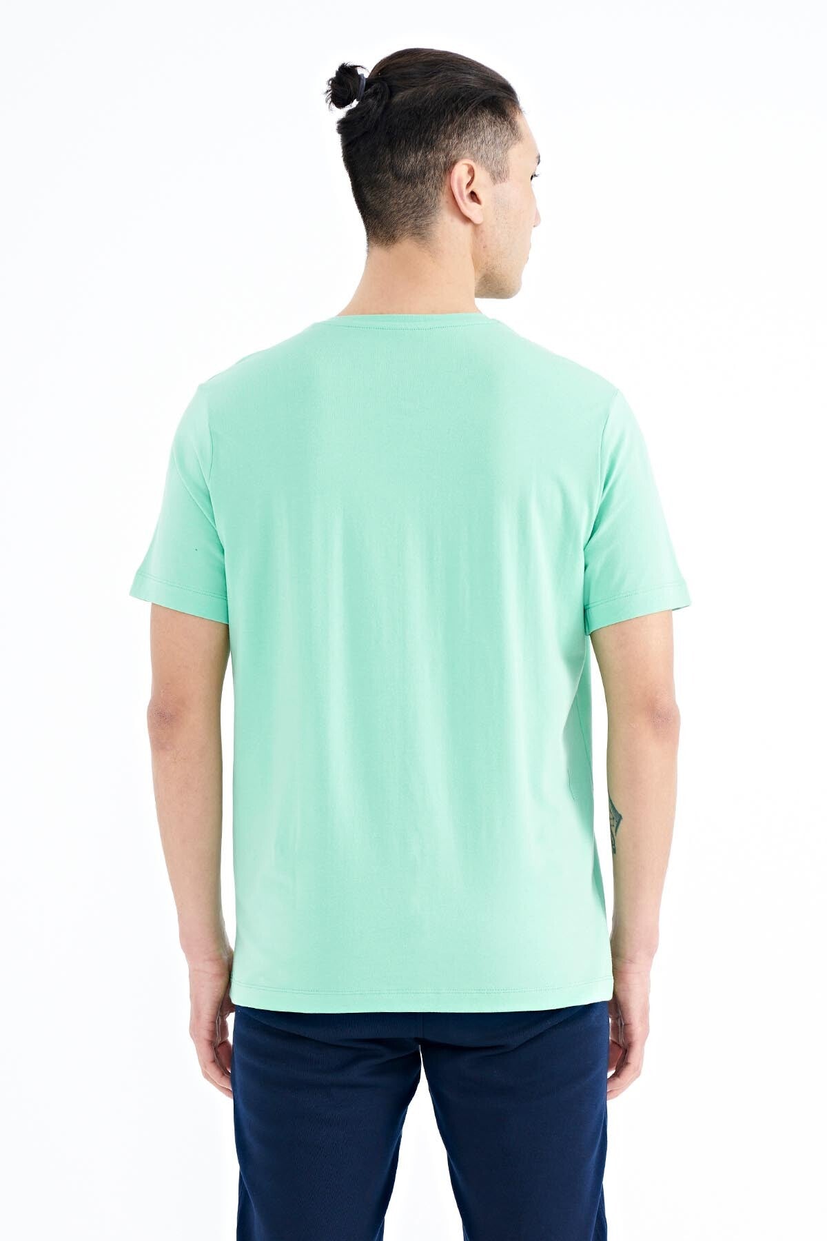 yazi baskili o yaka standart kalip erkek t-shirt - 88174 - Justyol