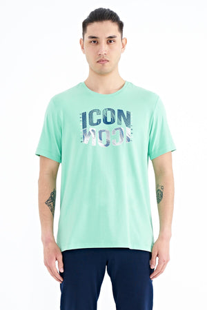 yazi baskili o yaka standart kalip erkek t-shirt - 88174 - Justyol
