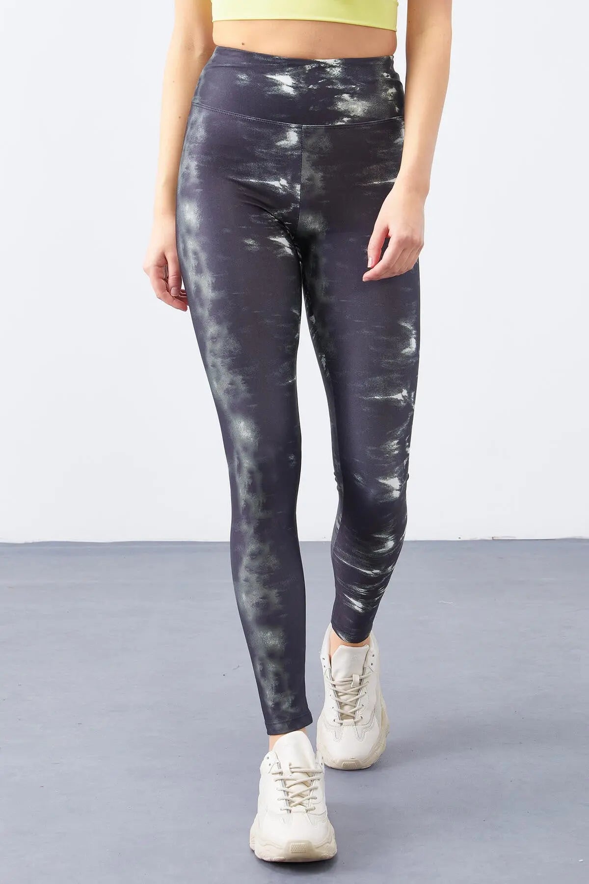 yüksek bel batik desenli slim fit dar paça kadin tayt - 94551 - Justyol