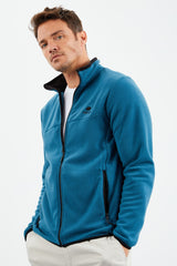 yazi nakişli dik yaka fermuarli standart kalip erkek sweatshirt polar - 87992 - Justyol