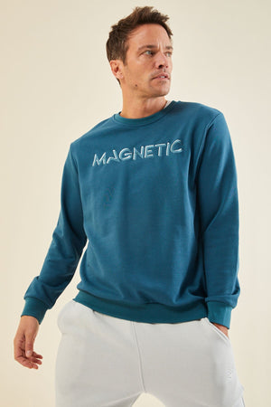 yazi nakişli o yaka rahat form erkek sweatshirt - 88020 - Justyol