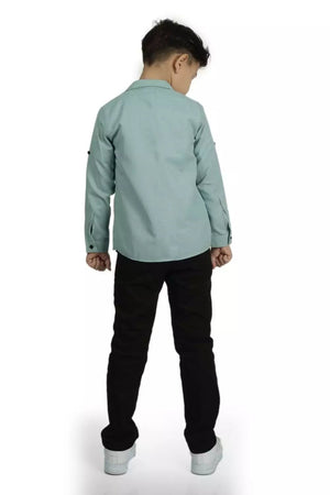 Boys' casual set - 3 pieces "shirt + trousers + t-shirt" - MNK175 - Justyol