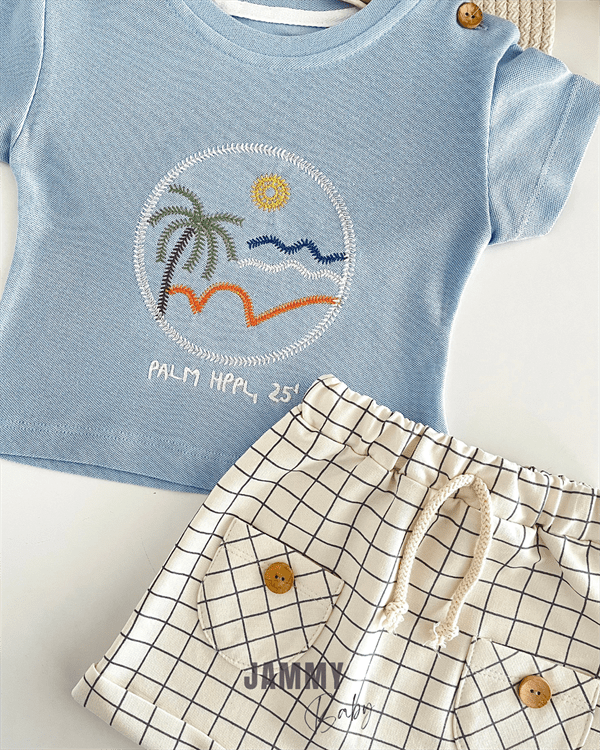 palm lacoste t-shirt / shorts set - Justyol