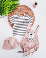 Salopet Set With Bear Hat With Bow Tie - Justyol