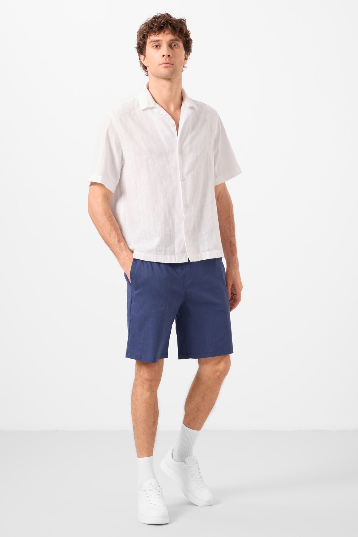 standart fit dokuma hafif esnek chino erkek şort - 81292 - Justyol