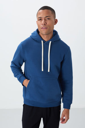 pamuklu kalin içi tüylü yumuşak dokulu comfort fit nakişli erkek sweatshirt - 88419 - Justyol