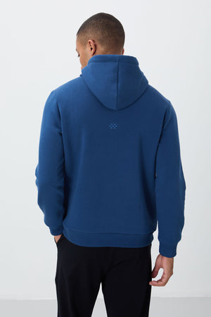 pamuklu kalin içi tüylü yumuşak dokulu comfort fit nakişli erkek sweatshirt - 88419 - Justyol