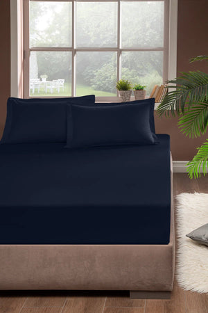 Pierre Cardin Pamuk Lastikli Çarşaf 160x200 Lacivert Pierre Cardin