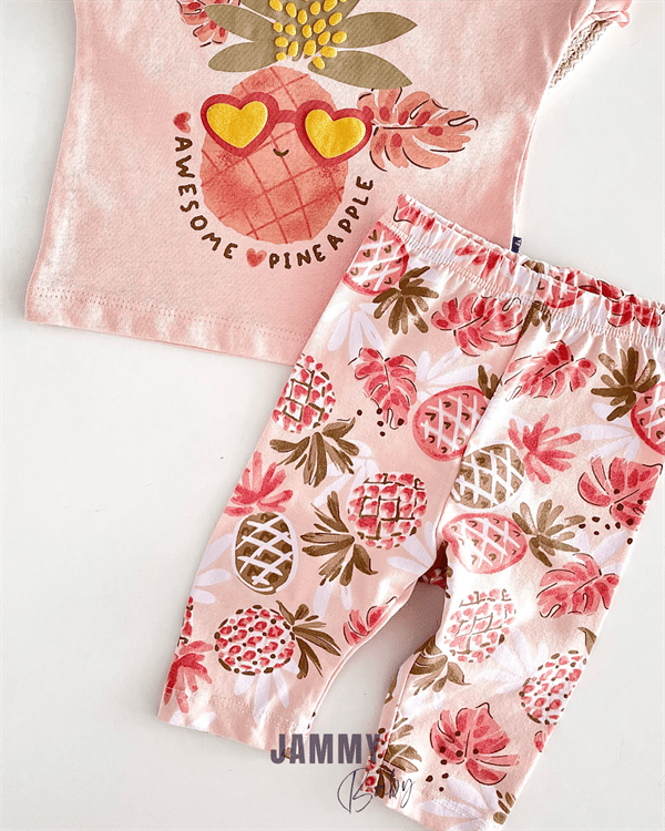 pineapple tights 2 - piece set - powder - Justyol
