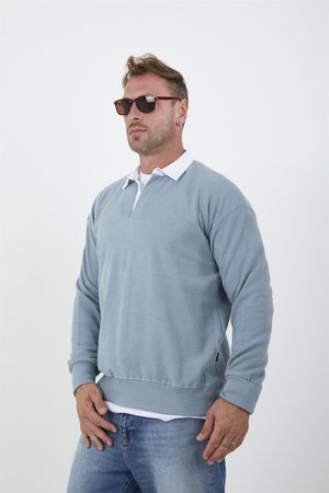 polo yaka selanik örme kumaş erkek sweatshirt - Justyol