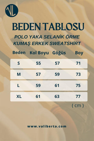 polo yaka selanik örme kumaş erkek sweatshirt - Justyol