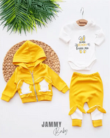 pompom rabbit cardigan 3 piece set - pink - Justyol