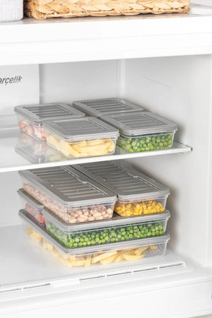 Set de 9 récipients Freshbox adaptés au micro - ondes et au congélateur - Gris - Justyol
