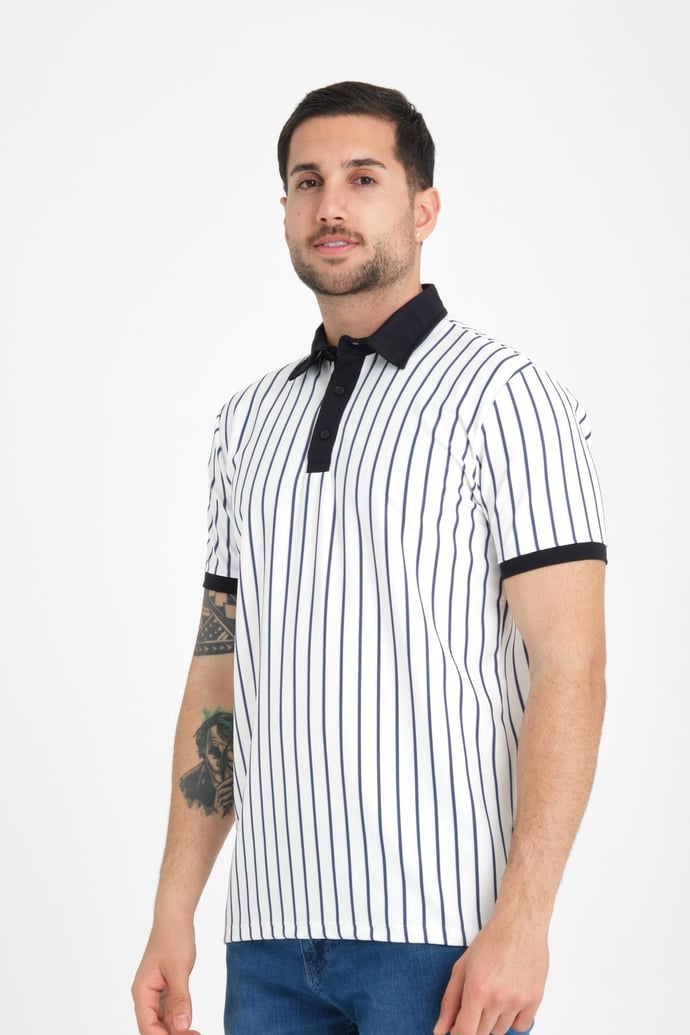 Premium Dik Çizgili Polo Yaka T-Shirt - Justyol