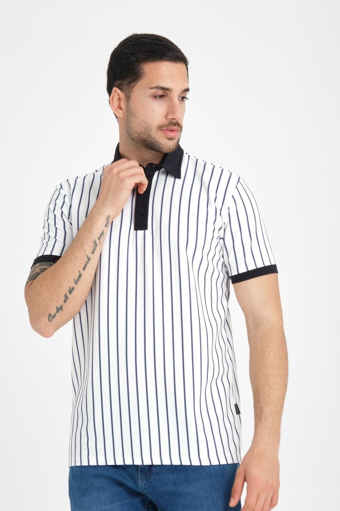 Premium Dik Çizgili Polo Yaka T-Shirt - Justyol