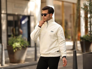 Premium Yarım Ferrmuar Polar Sweatshirt - Füme - 40842 - Justyol
