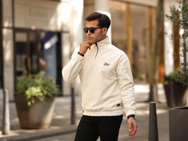 Premium Yarım Ferrmuar Polar Sweatshirt - Füme - 40842 - Justyol