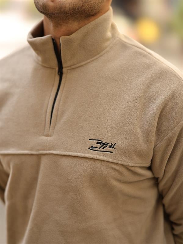 Premium Yarım Ferrmuar Polar Sweatshirt - Füme - 40842 - Justyol