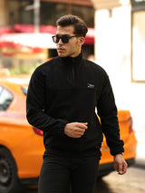 Premium Yarım Ferrmuar Polar Sweatshirt - Füme - 40842 - Justyol