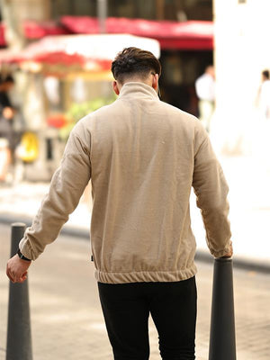 Premium Yarım Ferrmuar Polar Sweatshirt - Füme - 40842 - Justyol