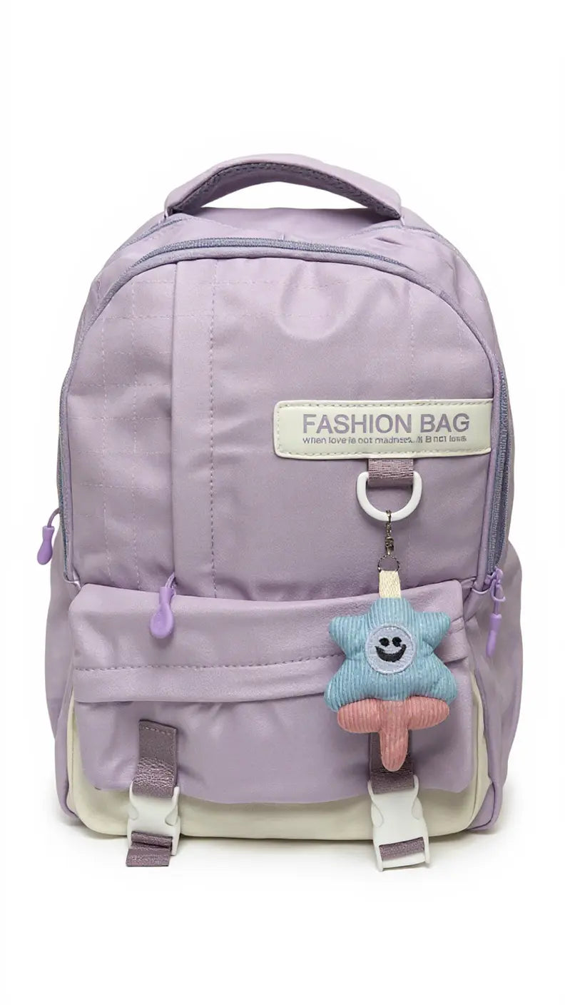 Sac à dos scolaire casual multicolore – orné d’un accessoire à l’avant Pour Elle