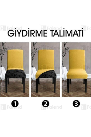 sandalye kilifi yikanabilir likrali esnek lastikli sandalye örtü - Justyol