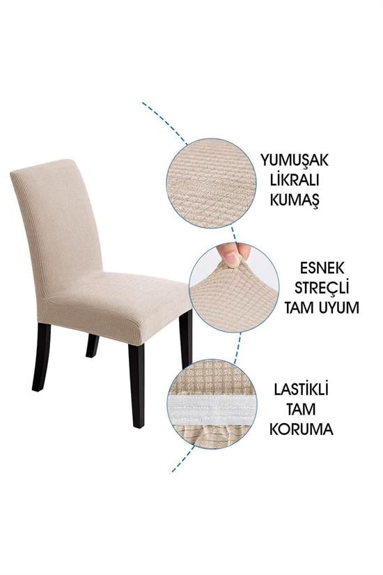 sandalye kilifi yikanabilir likrali esnek lastikli sandalye örtü - Justyol