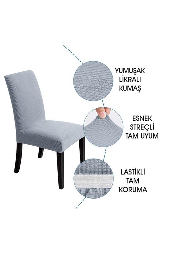 sandalye kilifi yikanabilir likrali esnek lastikli sandalye örtü - Justyol
