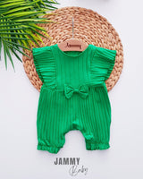 Sandy Ruffled Wide Ruffle Short Jumpsuit - Green - Justyol
