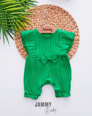 Sandy Ruffled Wide Ruffle Short Jumpsuit - Green - Justyol