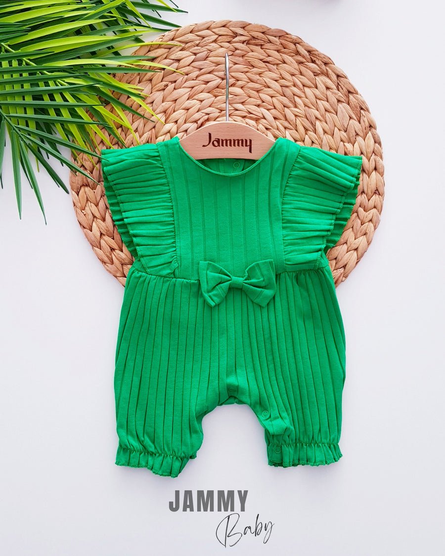 Sandy Ruffled Wide Ruffle Short Jumpsuit - Green - Justyol