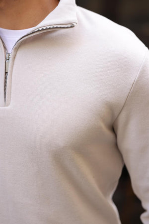 selanik örme kumaş yarim fermuar erkek sweatshirt - Justyol