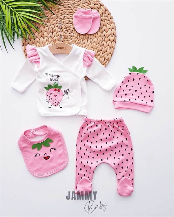 singer strawberry 5 parça yenidoğan set - pembe - Justyol
