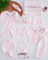 row flower embroidery 11 piece hospital exit set - Justyol