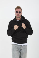 Erkek Oversize Kapüşonlu Kanguru Cepli Sweatshirt - Justyol