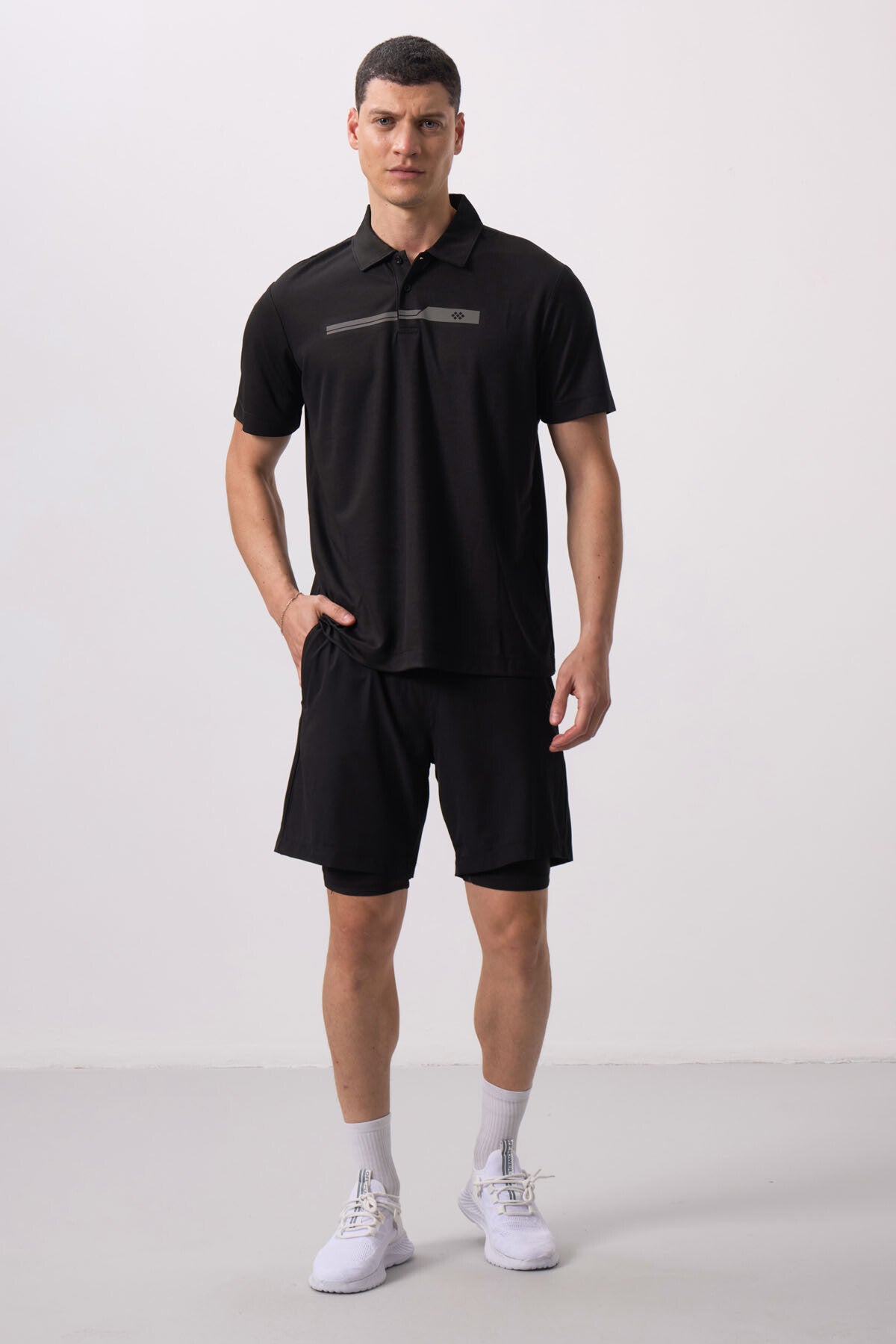 polyester ince yumuşak standart fit erkek taytli şort - 81287 - Justyol