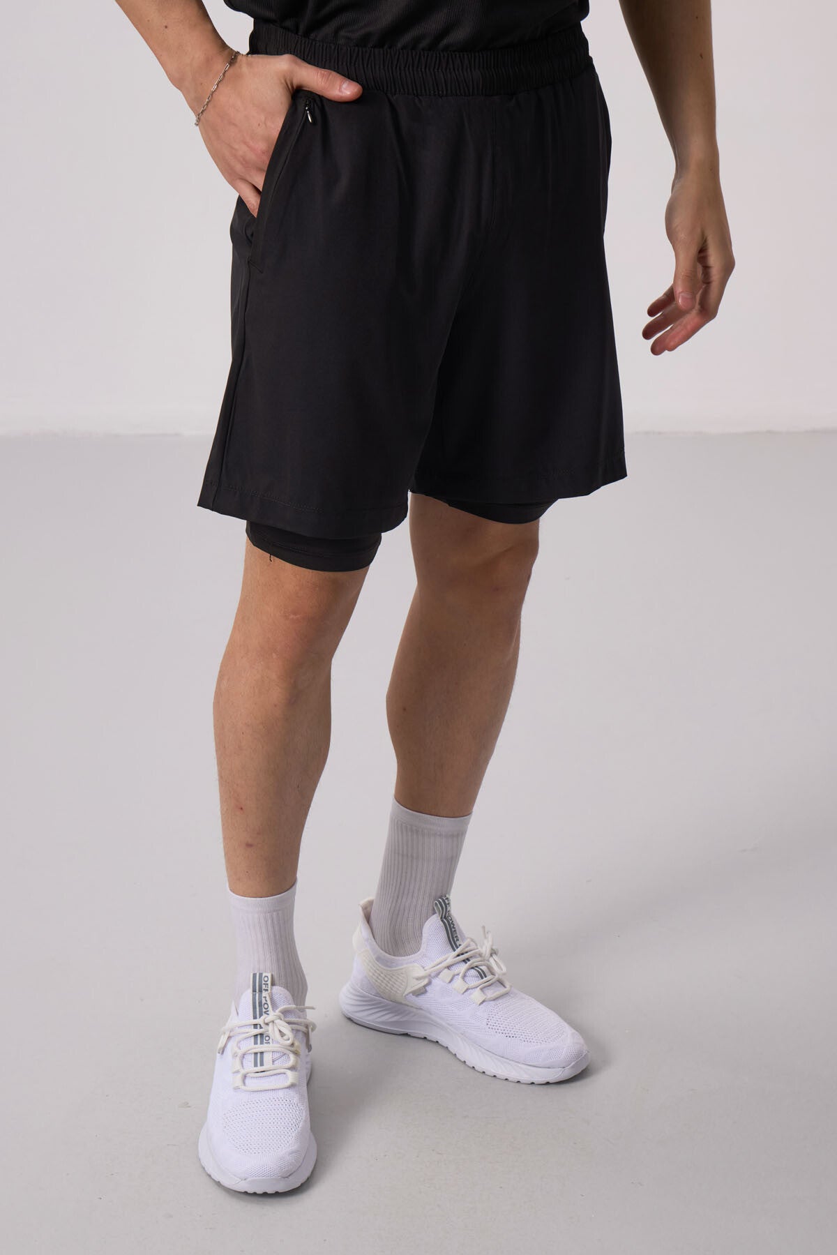 polyester ince yumuşak standart fit erkek taytli şort - 81287 - Justyol