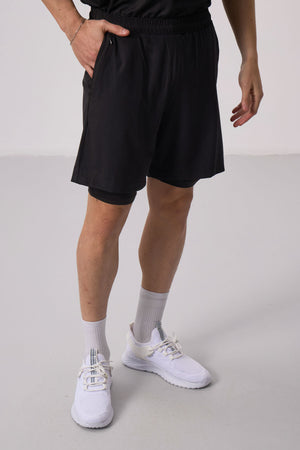 polyester ince yumuşak standart fit erkek taytli şort - 81287 - Justyol