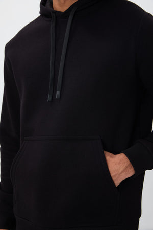 pamuklu kalin içi tüylü yumuşak dokulu comfort fit nakişli erkek sweatshirt - 88419 - Justyol