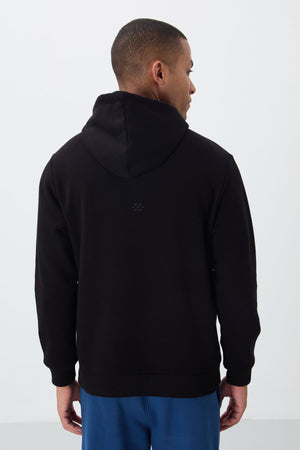 pamuklu kalin içi tüylü yumuşak dokulu comfort fit nakişli erkek sweatshirt - 88419 - Justyol