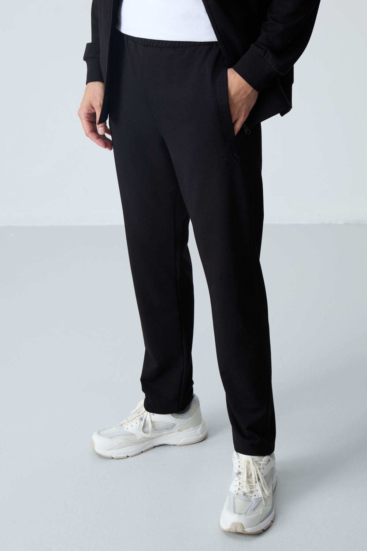 lacivert pamuklu kalin yumuşak dokulu comfort fit basic erkek eşofman takim - 85260 - Justyol