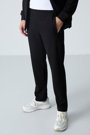 lacivert pamuklu kalin yumuşak dokulu comfort fit basic erkek eşofman takim - 85260 - Justyol