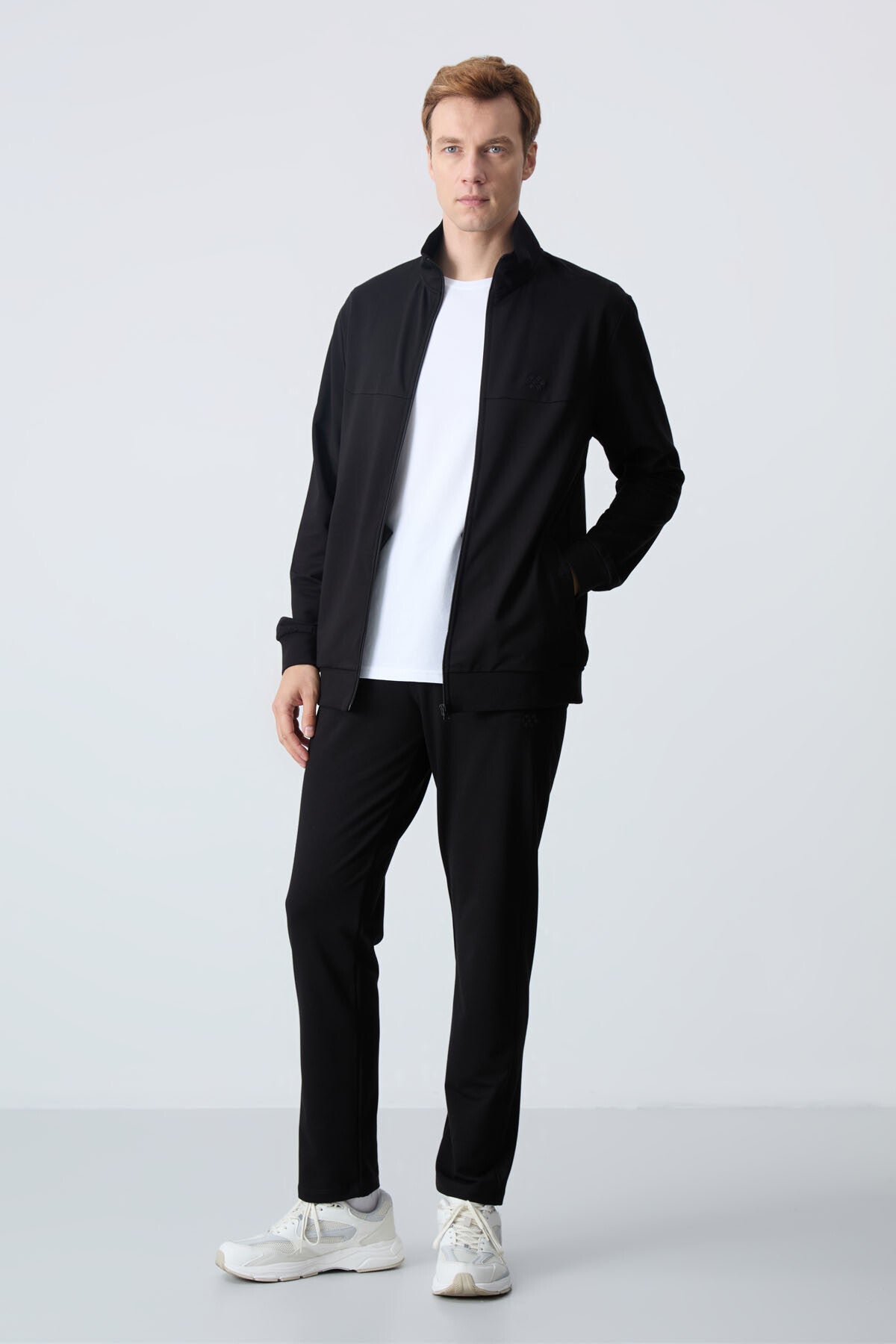 lacivert pamuklu kalin yumuşak dokulu comfort fit basic erkek eşofman takim - 85260 - Justyol