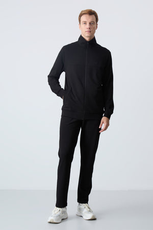 lacivert pamuklu kalin yumuşak dokulu comfort fit basic erkek eşofman takim - 85260 - Justyol