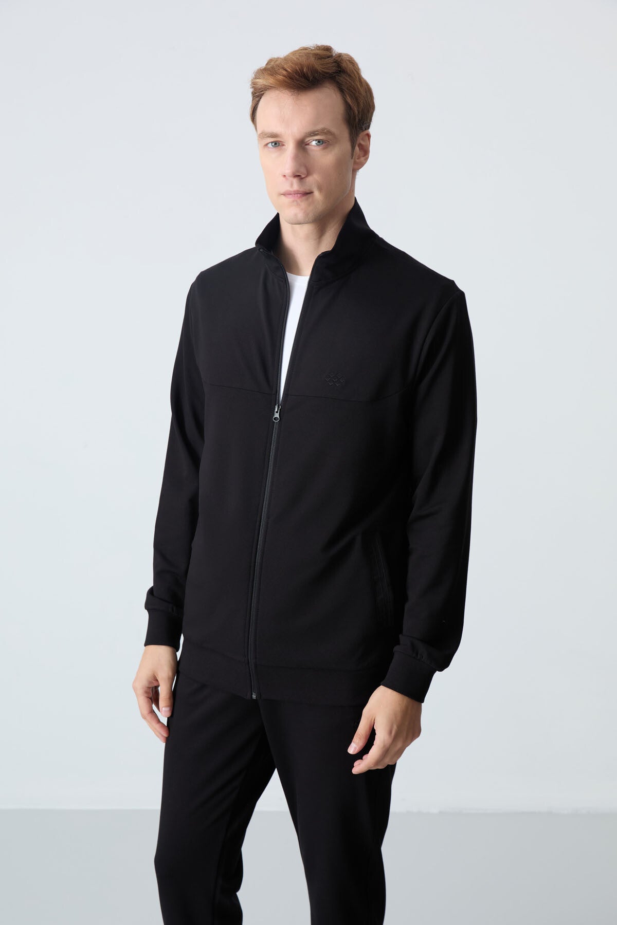 lacivert pamuklu kalin yumuşak dokulu comfort fit basic erkek eşofman takim - 85260 - Justyol